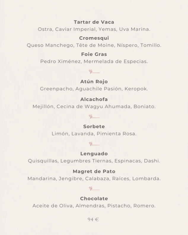 Imagen: Menú de Restaurante Tosca para celebrar San Valentín en 2026