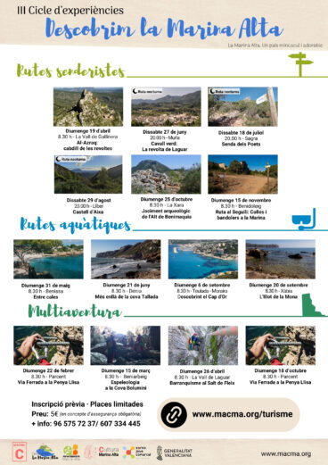 Das Programm „Entdeckung der Marina Alta“ findet im Jahr 2026 statt.