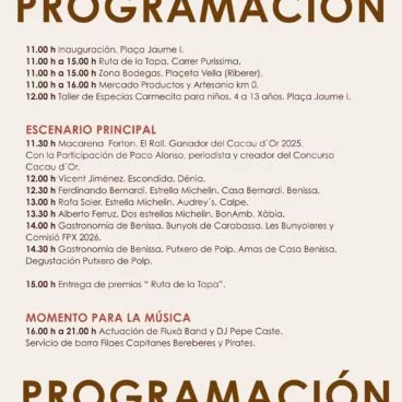 Programación de la jornada gastronómica ‘Essència, putxero de polp de Benissa’