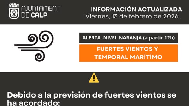 restricciones en calp por la alerta naranja por viento