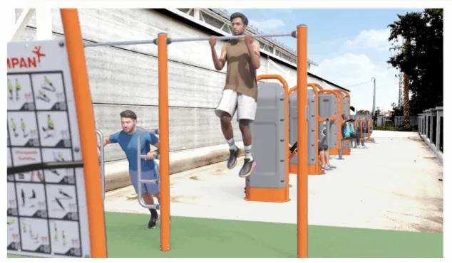 Calp installiert ein innovatives Outdoor-Fitnessstudio, das zweite seiner Art in Spanien 2 Abbildung: Simulation des zukünftigen Outdoor-Fitnessstudios in Calp