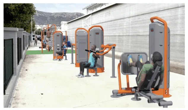 Calp installiert ein innovatives Outdoor-Fitnessstudio, das zweite seiner Art in Spanien 3 Bild: Simulation des kostenlosen Fitnessstudios in Calp