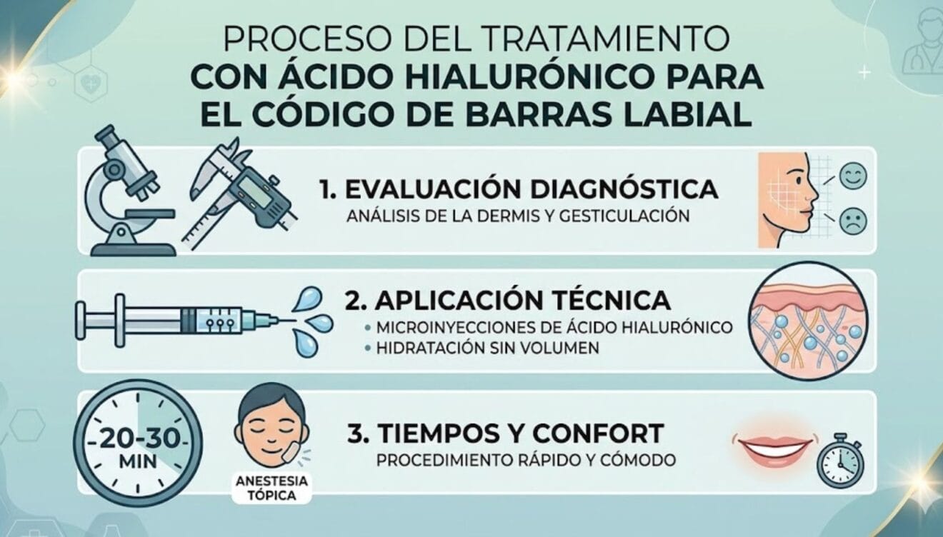 Ácido hialurónico para tratar el código de barras labial