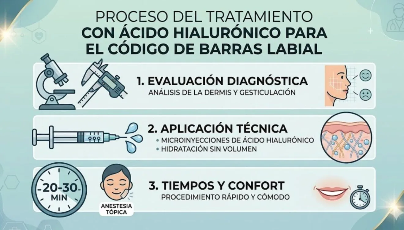 Ácido hialurónico para tratar el código de barras labial