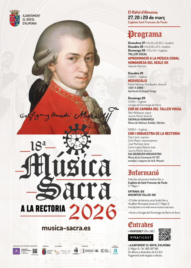 Imagen: Cartel de la 18ª edición de 'Música Sacra a La Rectoria' del Ràfol d'Almúnia