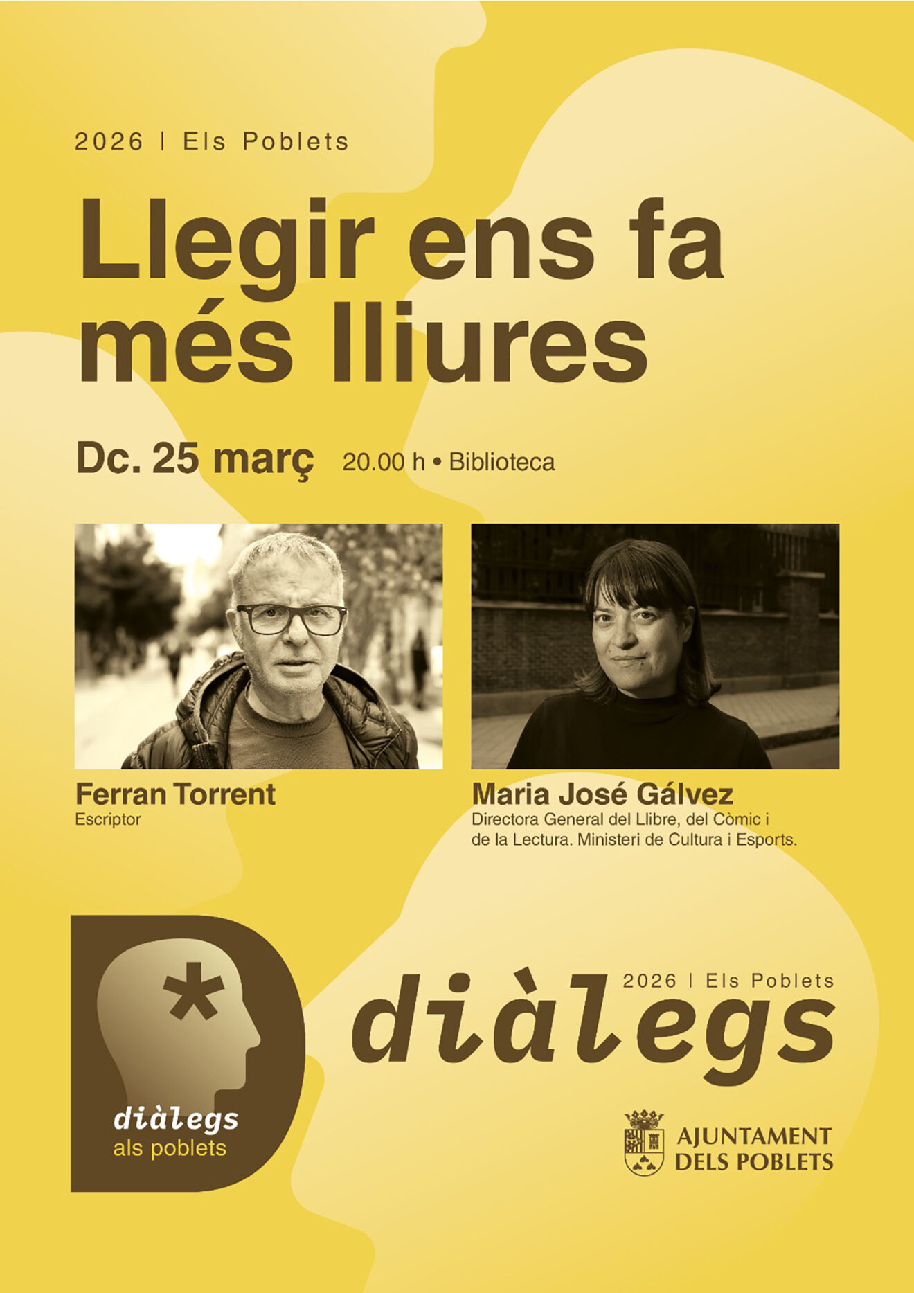 Cartel de la primera conferencia del ciclo 'Diàlegs' de Els Poblets el 25 de marzo 2026