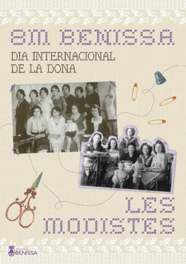 Cartel del 8M en Benissa este 2026 en homenaje a las modistas locales