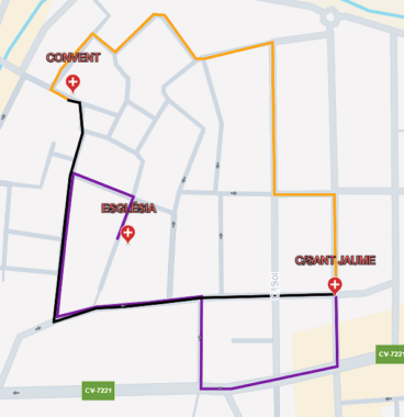 Recorrido procesión lunes en Ondara