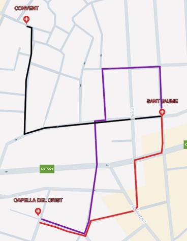 Recorrido procesión martes en Ondara