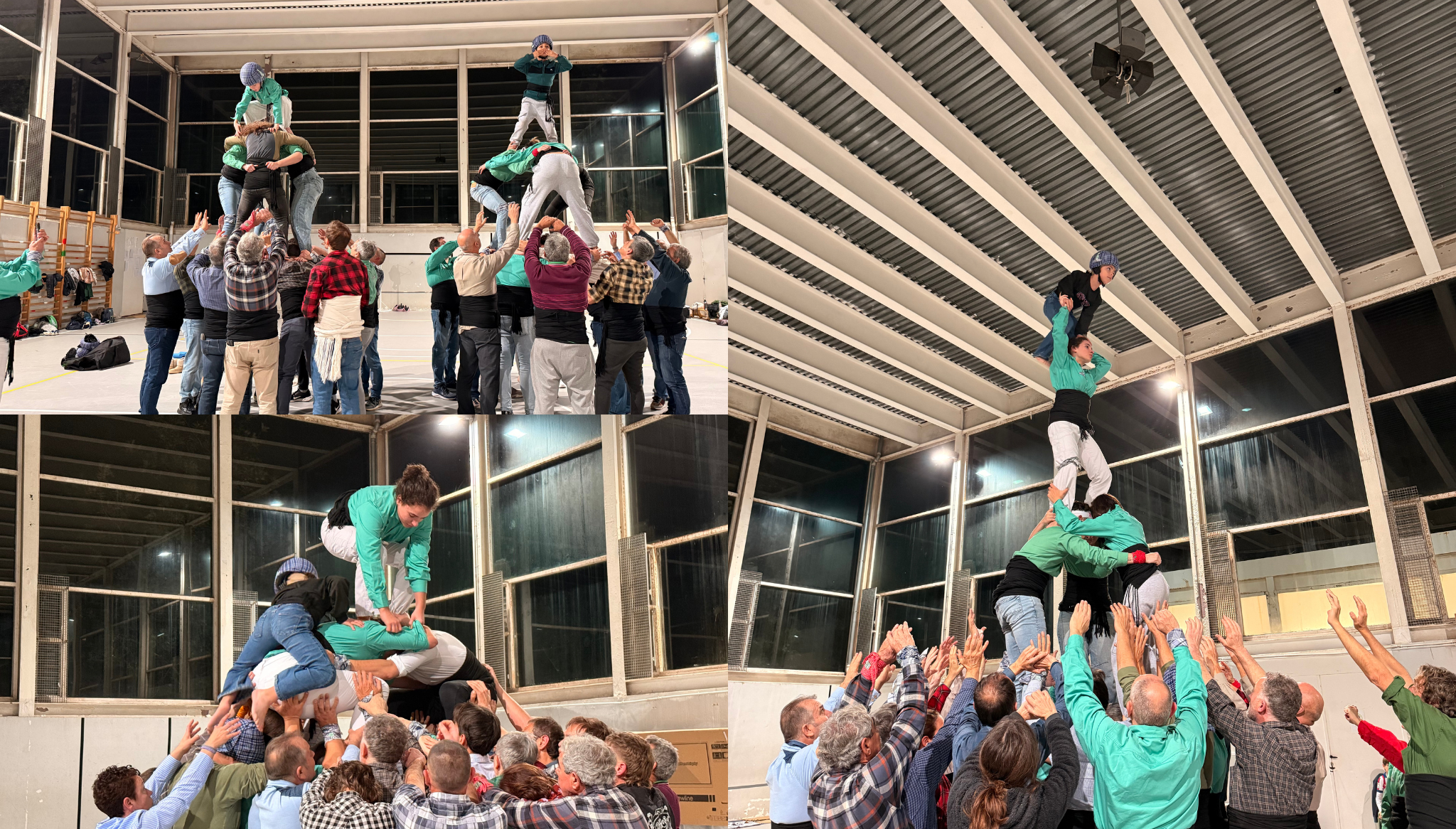 la muixeranga de la marina alta prepara sus figuras durante uno de los ensayos