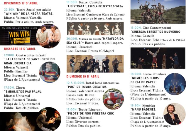 La cultura sale a la calle en Orba en la V edición de Fora d’Òrbita con tres días de artes escénicas gratuitas 2 Imagen: Programa de Fora d'Òrbita 2026