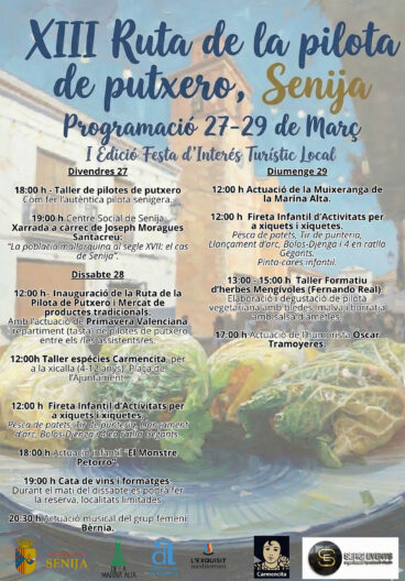 Programa de la XIII Ruta de la Pilota de Putxero de Senija este 2026