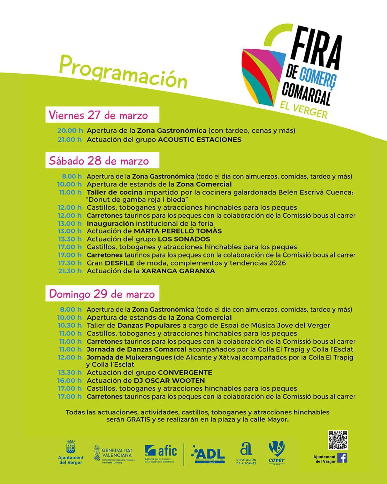 Programación de la Fira de Comerç Comarcal del Verger de 2026