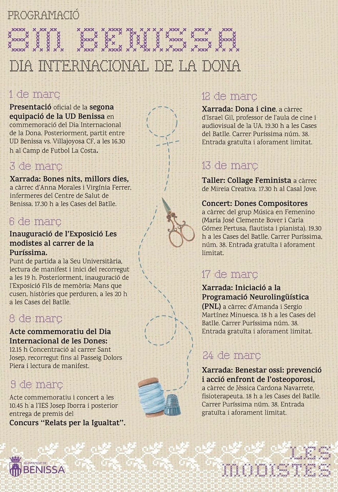Programación del 8M en Benissa este 2026