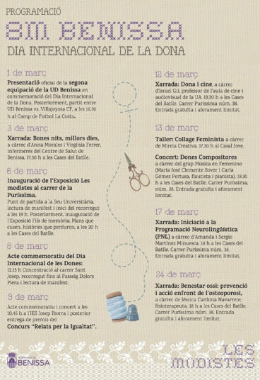 Programación del 8M en Benissa este 2026