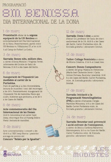 Programación del 8M en Benissa este 2026