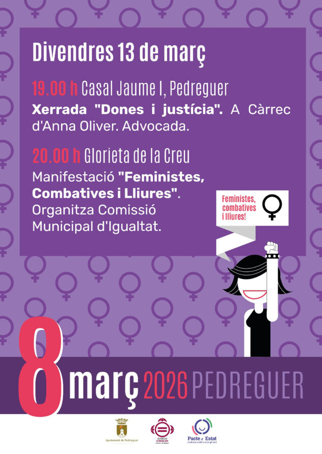 Imagen: Programación del 8M en Pedreguer el día 13 de marzo 2026