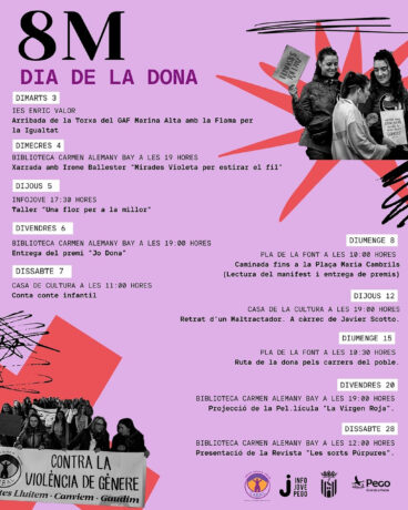 Programación del 8M en Pego 2026