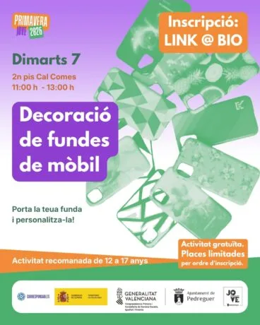 Cartel de la actividad de decoración de fundas móviles