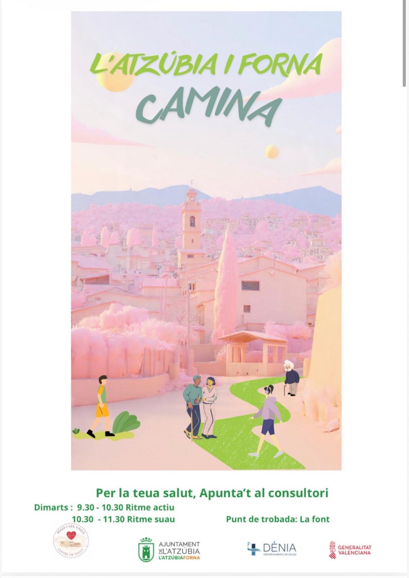 Cartel de la actividad comunitaria "Camina" en Atzúvia y Forna