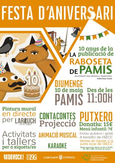 Cartel de la fiesta del 10º aniversario de «La Raboseta de Pamis» en Ondara