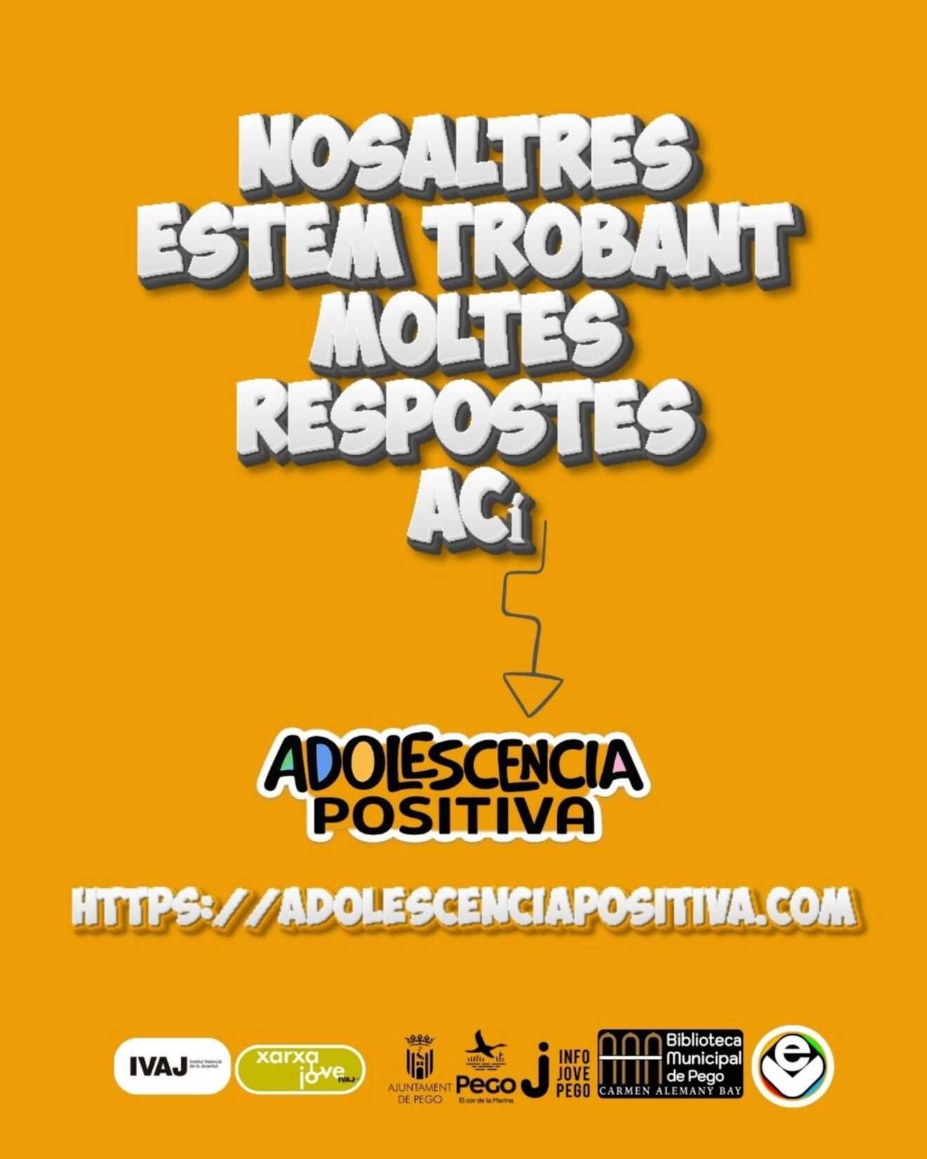 Cartel de la charla 'Adolescència Positiva' en Pego