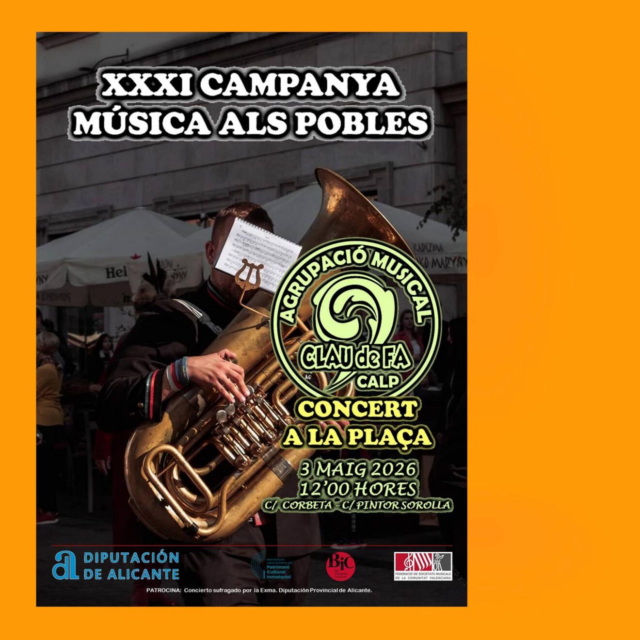 Cartel del concierto de la Agrupació Musical CLAUdeFA–CALP