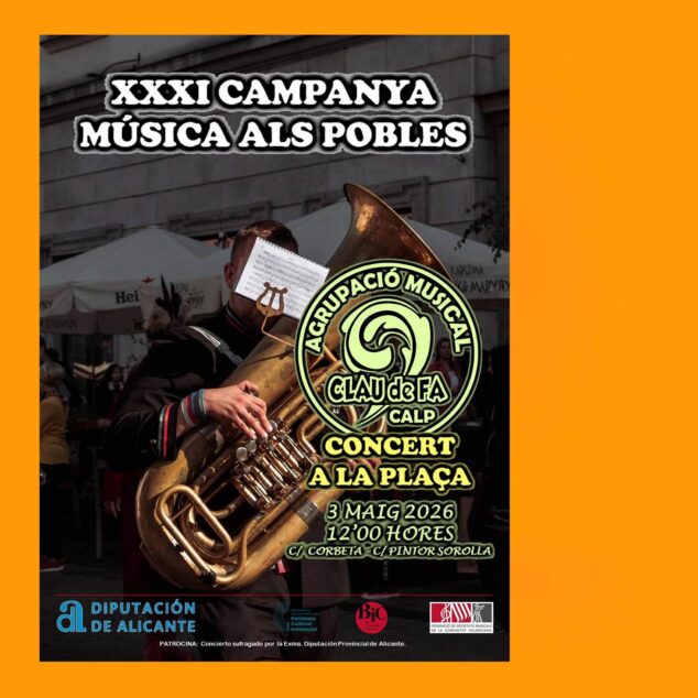 Imagen: Cartel del concierto 'Música als Pobles' de CLAUdeFA Calp.