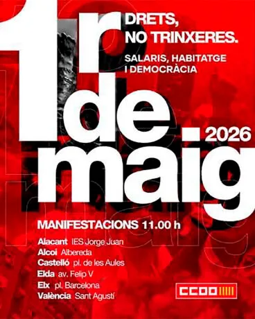 Cartel de CCOO de manifestaciones por el 1 de mayo
