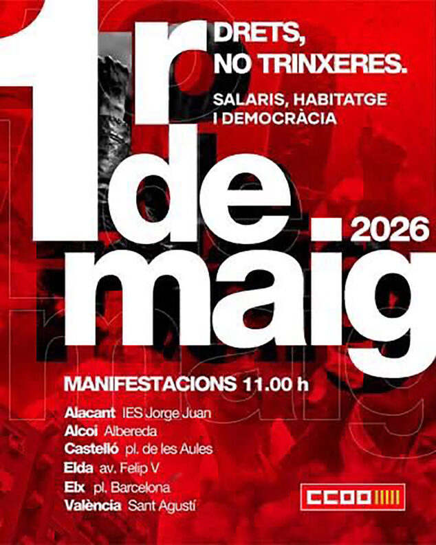 Imagen: Cartel de CCOO de manifestaciones por el 1 de mayo