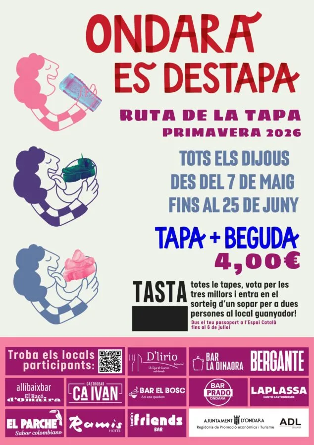 Afbeelding: Poster voor de Ondara Tapas Route voorjaar 2026.