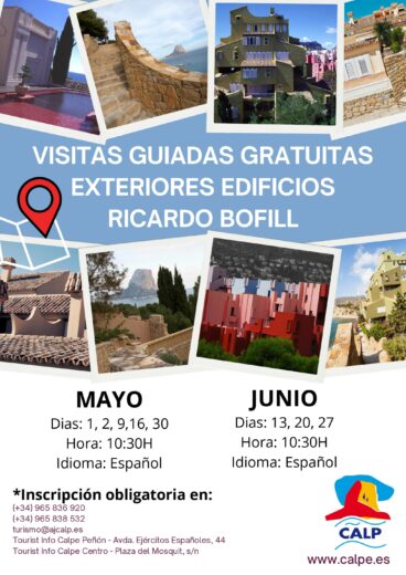 Cartel promocional de las visitas guiadas a los edificios Bofill en Calp