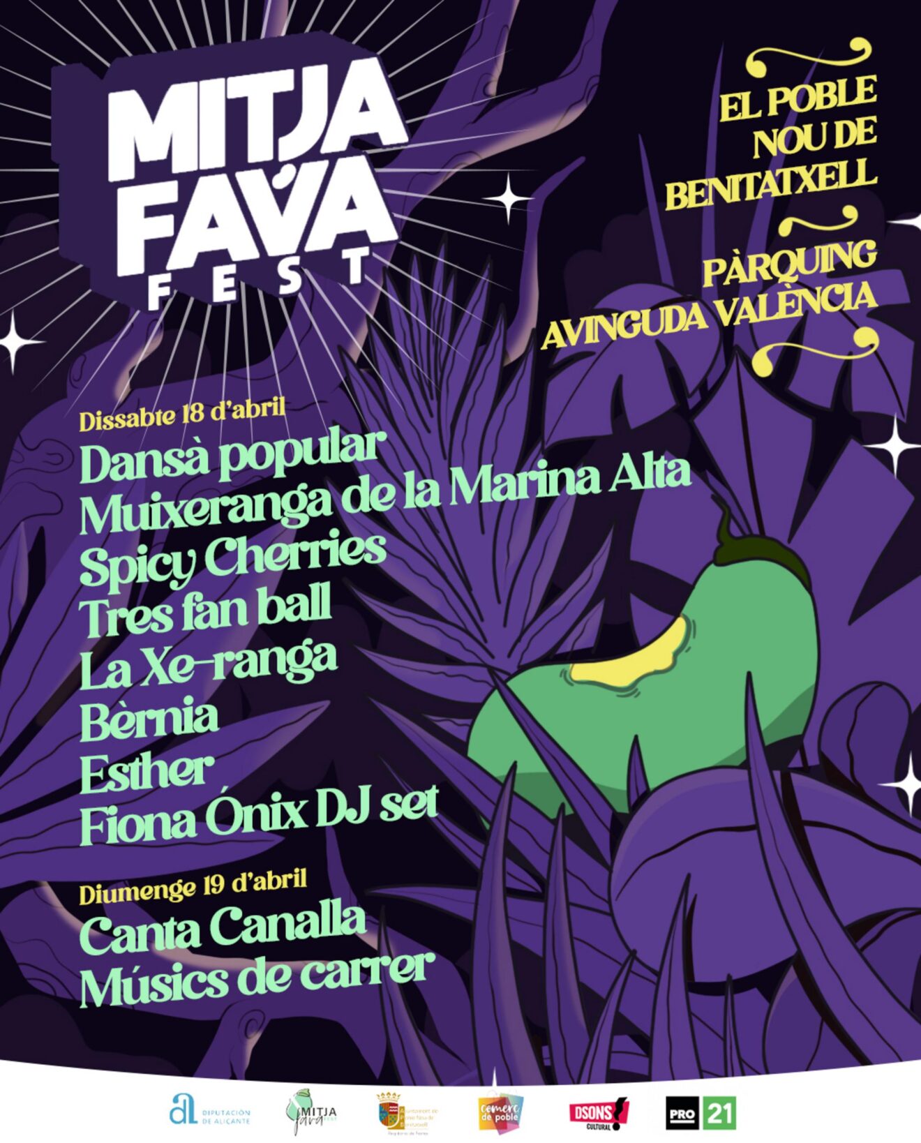 Cartel musical del Mitjafava Fest 2026 en Benitatxell