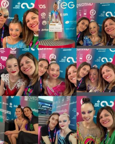 Gimnastas y entrenadoras del Club Calpe en el Campeonato de España de Oviedo