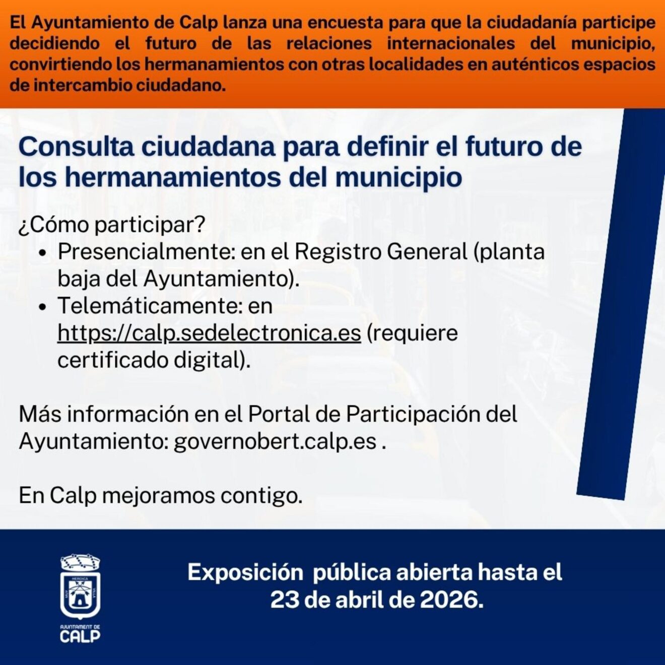 Infografía consulta ciudadana sobre hermanamientos en Calp