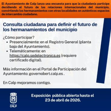 Infografía consulta ciudadana sobre hermanamientos en Calp