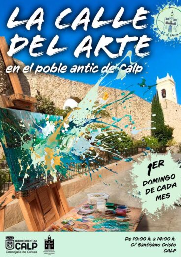 Cartel de «La Calle del Arte» en el casco antiguo de Calp
