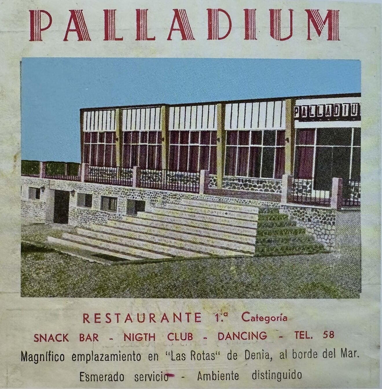 Folleto de Palladium en Dénia - Imagen del libro '150 anys de música i ball a la Marina Alta'