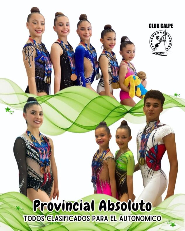 Imagen: Gimnastas del Club Calpe con medallas del Provincial Absoluto.
