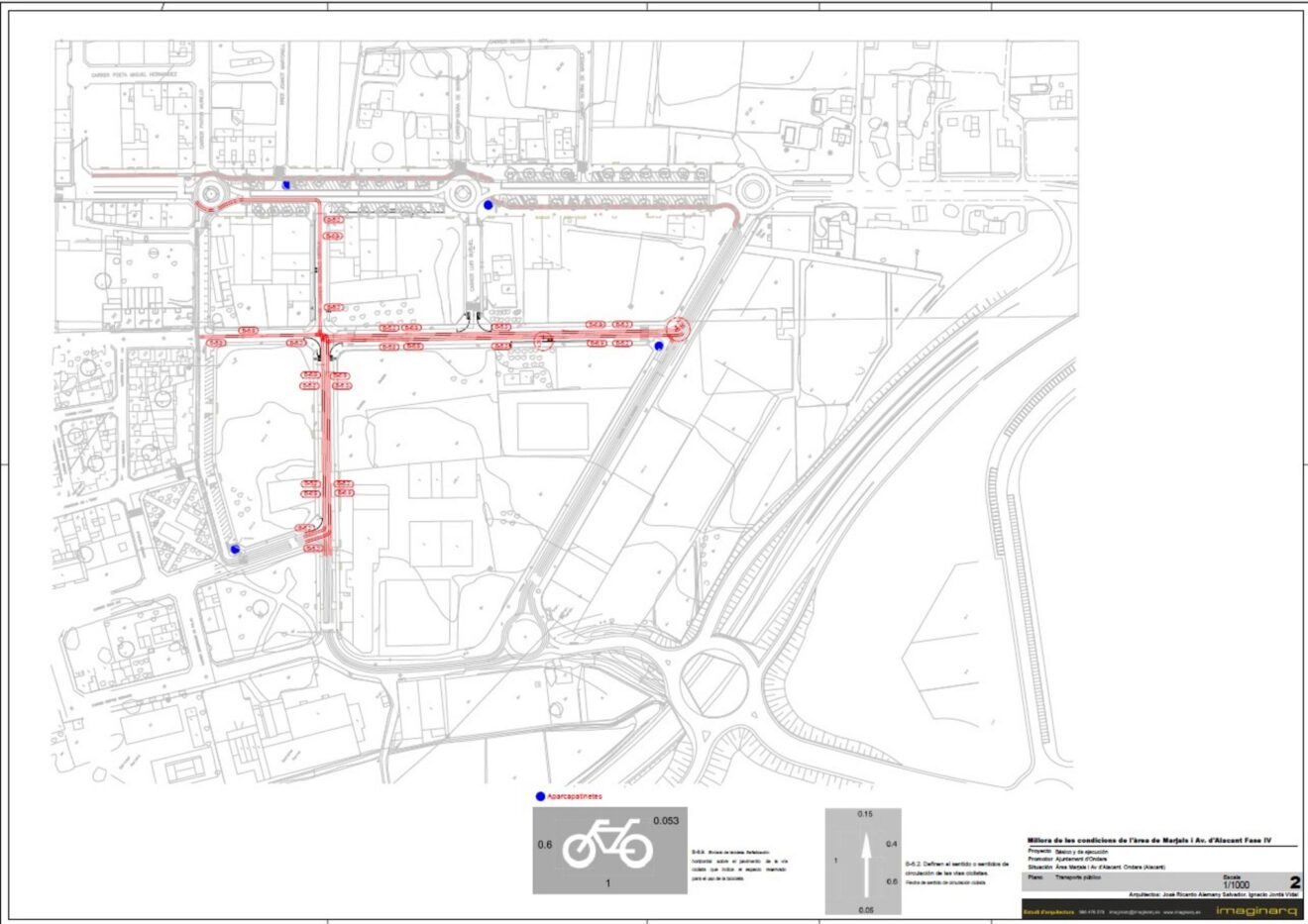 Plano técnico de las mejoras en el área de Marjals y la avenida de Alicante en Ondara