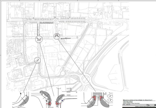 Plano técnico del proyecto de mejora viaria en el área de Marjals y avenida de Alicante en Ondara.