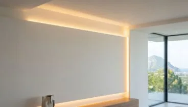 pared de tabiqueria seca con iluminacion led integrada