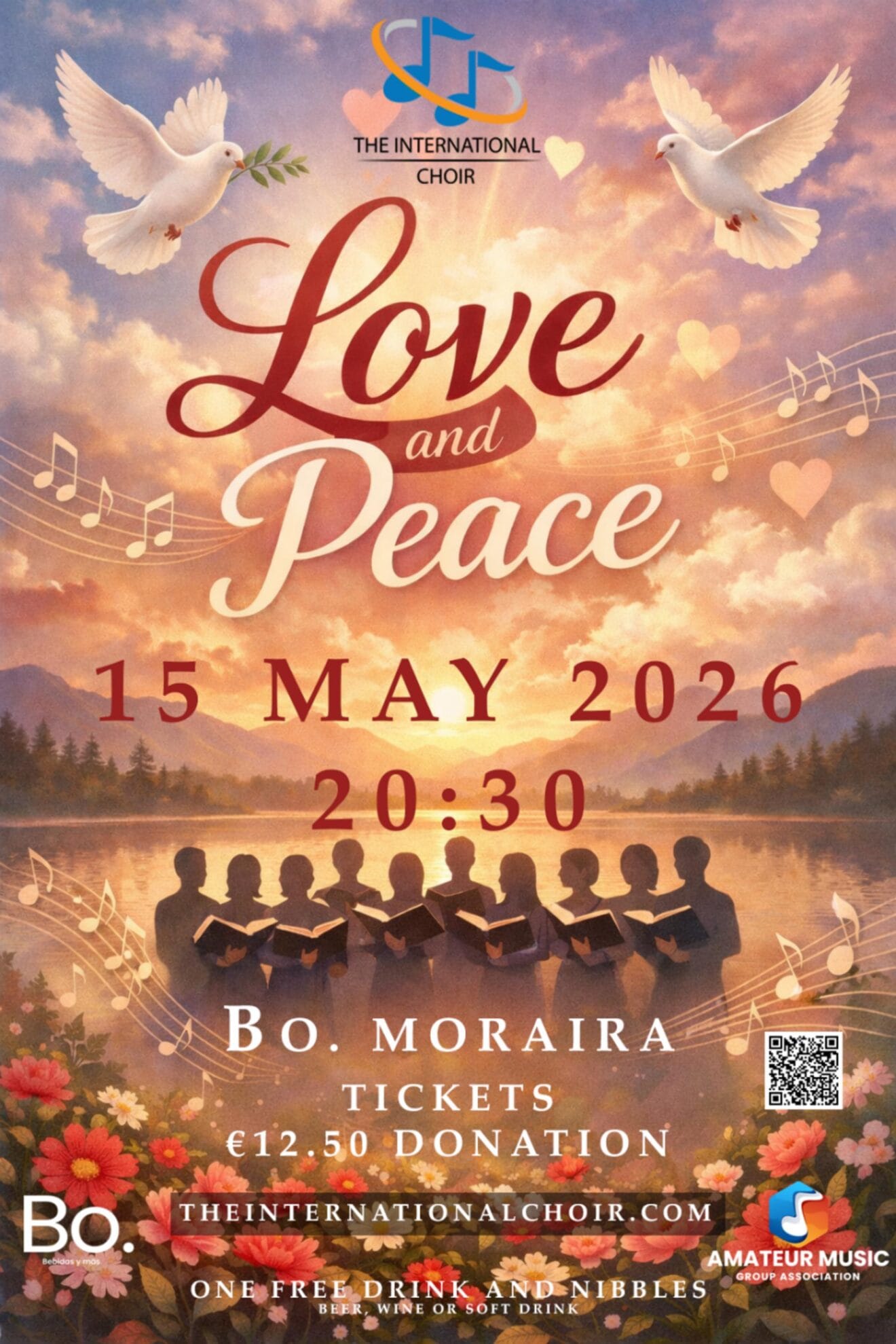 Cartel del concierto "Love and Peace" del Coro Internacional