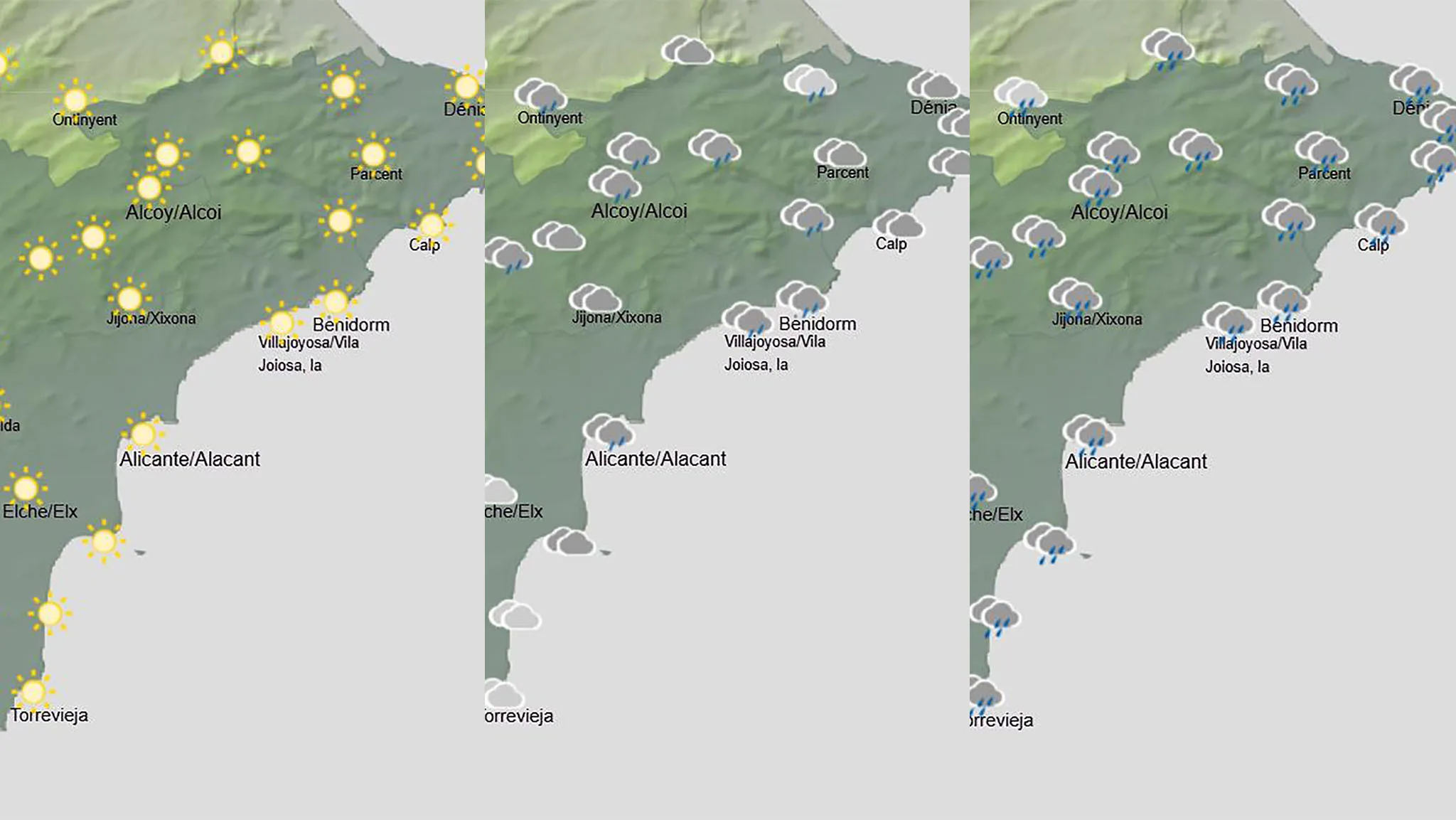 prediccion del tiempo en alicante y la marina alta para los dias 10 11 y 12 de abril de 2026 segun la aemet