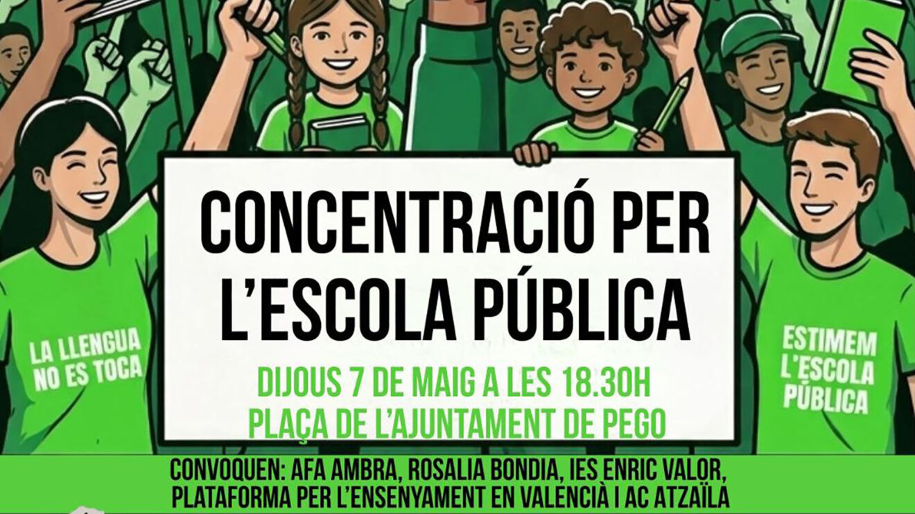 Cartel de la concentración por la educación pública en Pego