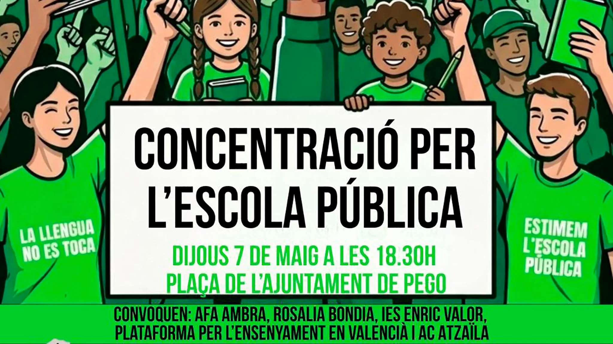cartel de la concentracion por la educacion publica en pego
