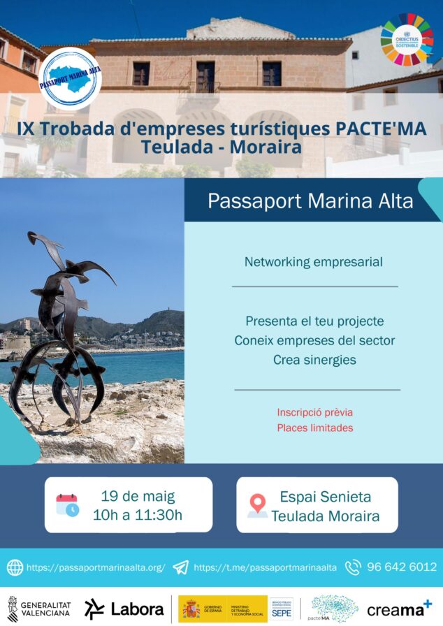 Imagen: Cartel informativo del IX Encuentro de empresas turísticas PACTE'MA en Teulada-Moraira.