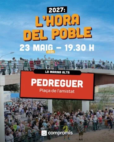 Cartel del acto ‘L’Hora del Poble’ de Compromís en Pedreguer