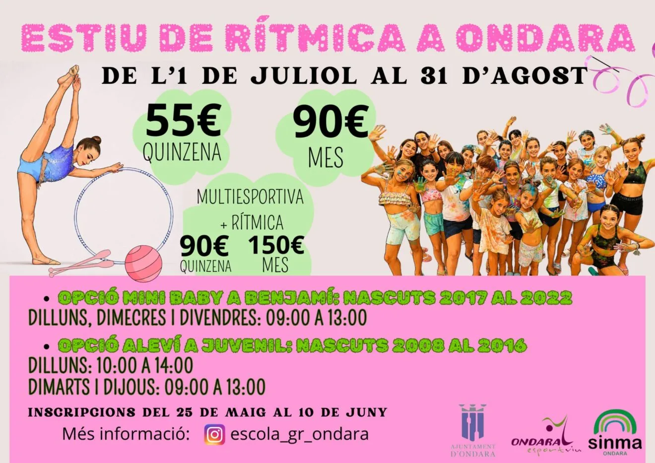 Cartel del Taller de Verano de Rítmica en Ondara