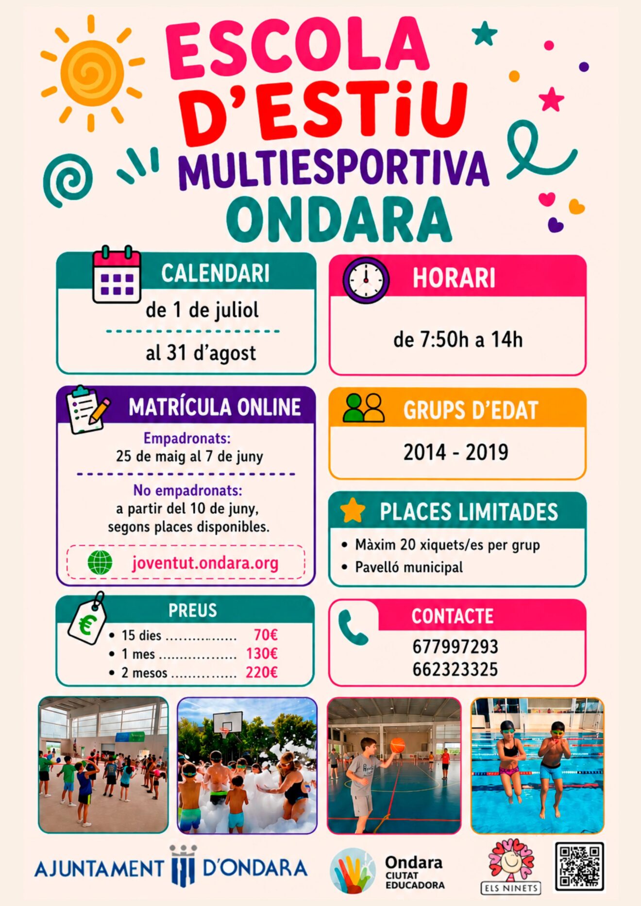 Cartel informativo de la Escola Multiesportiva d'Estiu Ondara